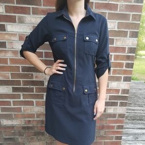 Sharagano zip up dress with buttons